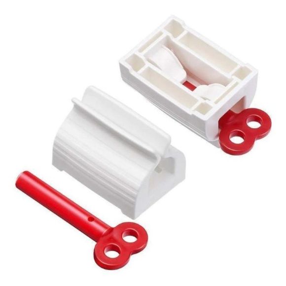 ROLLING TUBE TOOTHPASTE SQUEEZER DISPENSER HOLDER STAND IN RED - Picture 3 of 15